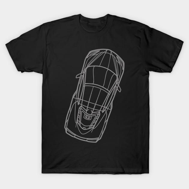 Hypersonic Grey C8 racecar Silhouette Supercar Sports car Racing car T-Shirt by Tees 4 Thee